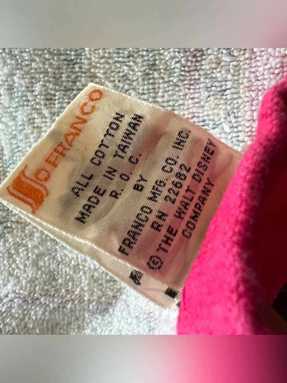 Vintage Disney Jo Franco Minnie Mouse Hand Towel